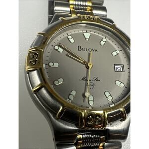 BULOVA Marine Star 100m Two-Tone Gray Dial 36mm Unisex 8.5” Bracelet Runs Fine